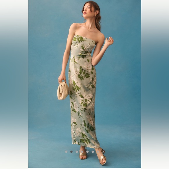 Reformation Frankie Silk Maxi Dress - Tea Garden green - Picture 2 of 12